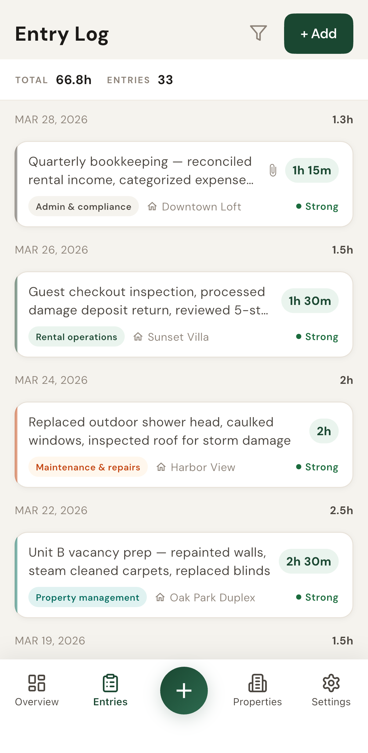 Entry log